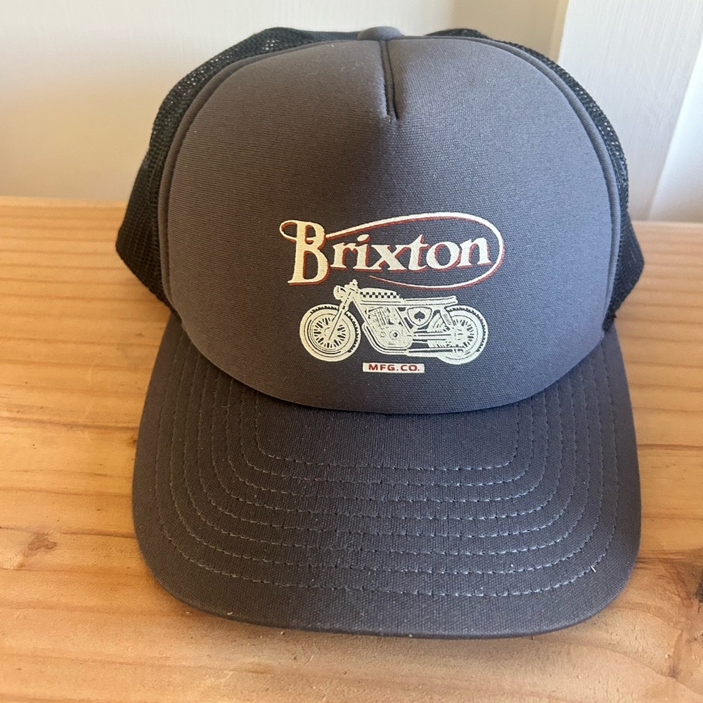 Brixton W Prevail Trucker Black/Gray Snapback Adjustable Hat Motorcycle